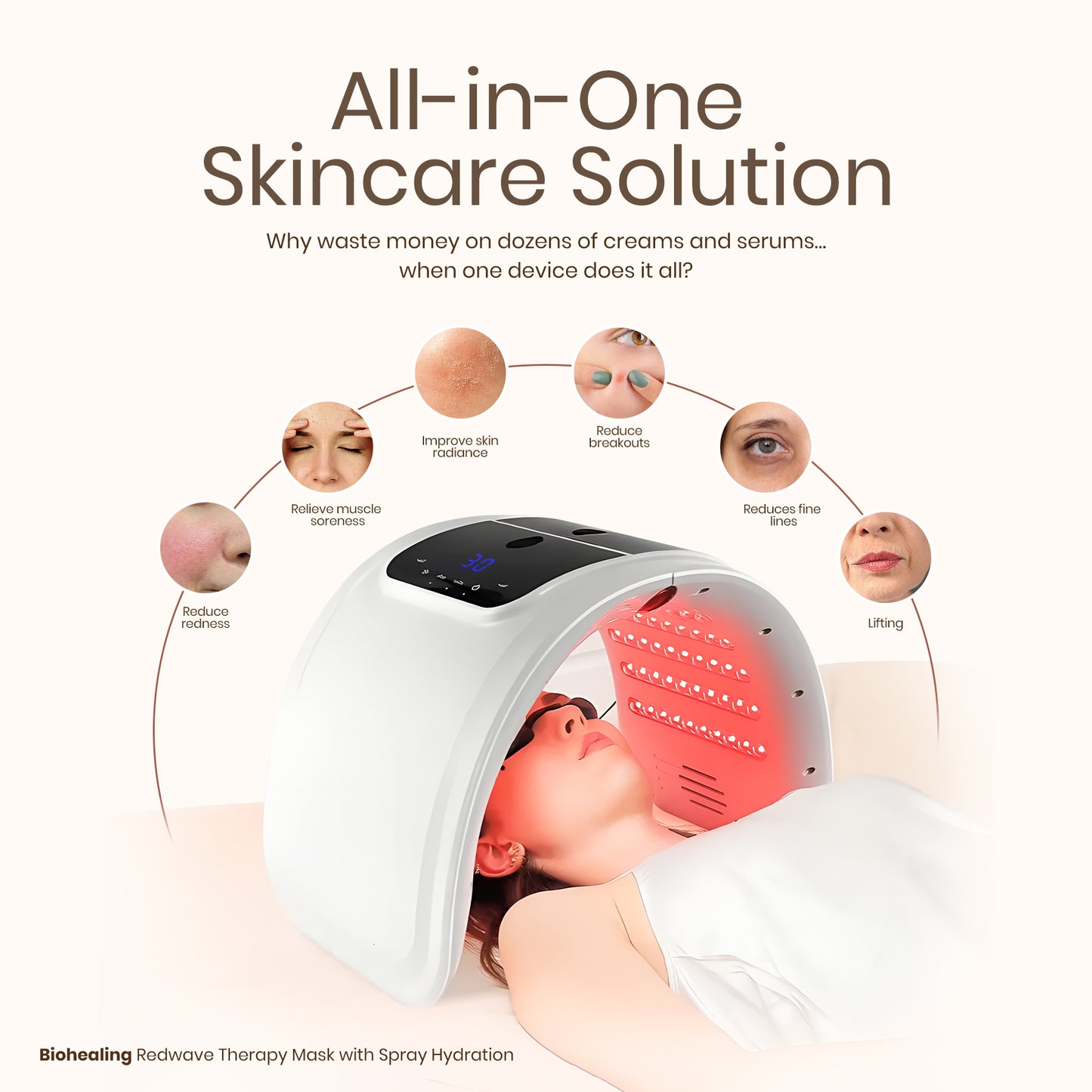 LED Face Light Therapy Mask with Spray Hydration – 7 Color Modes - aussie-deals4u