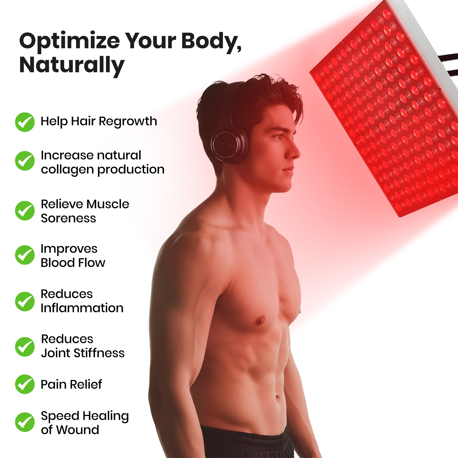 Red Wave Healing Therapy Lamp for Face & Body- Square - aussie-deals4u