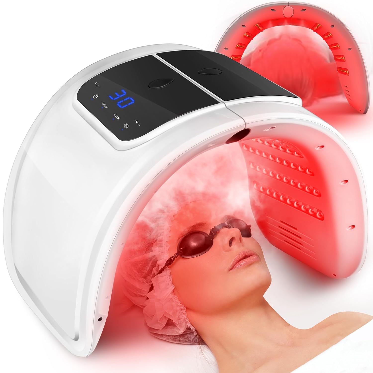 LED Face Light Therapy Mask with Spray Hydration β 7 Color Modes - aussie-deals4u