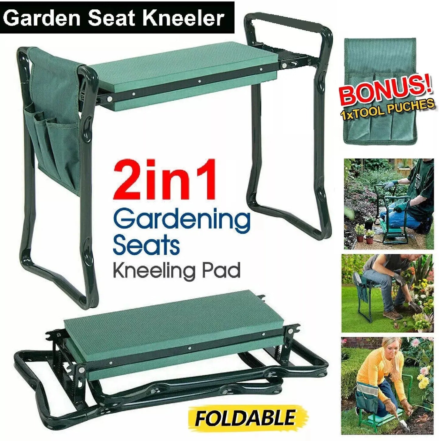 Multi-Purpose Garden Kneeler BONUS Tool Pouch - aussie-deals4u