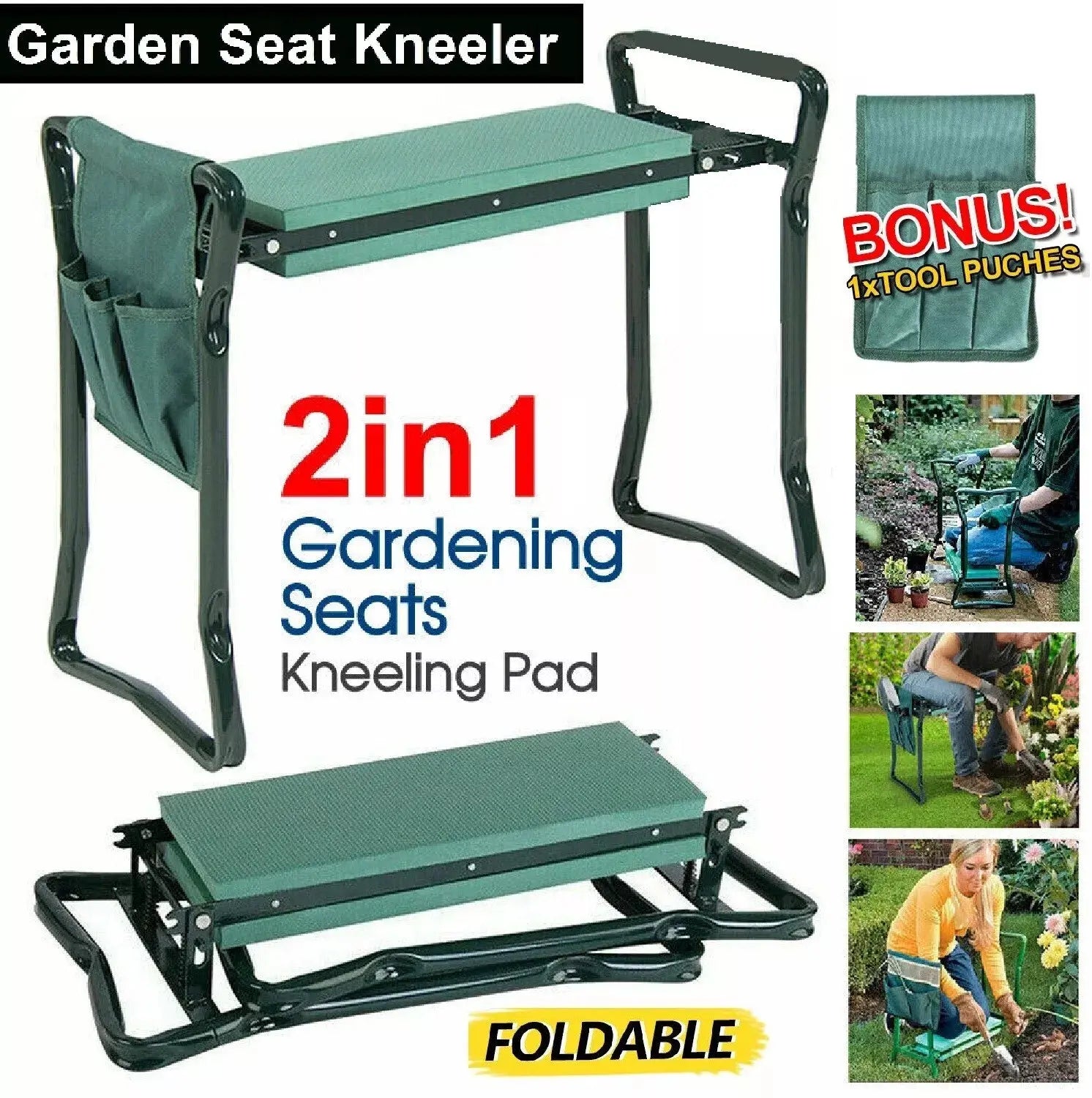 Multi-Purpose Garden Kneeler BONUS Tool Pouch - aussie-deals4u
