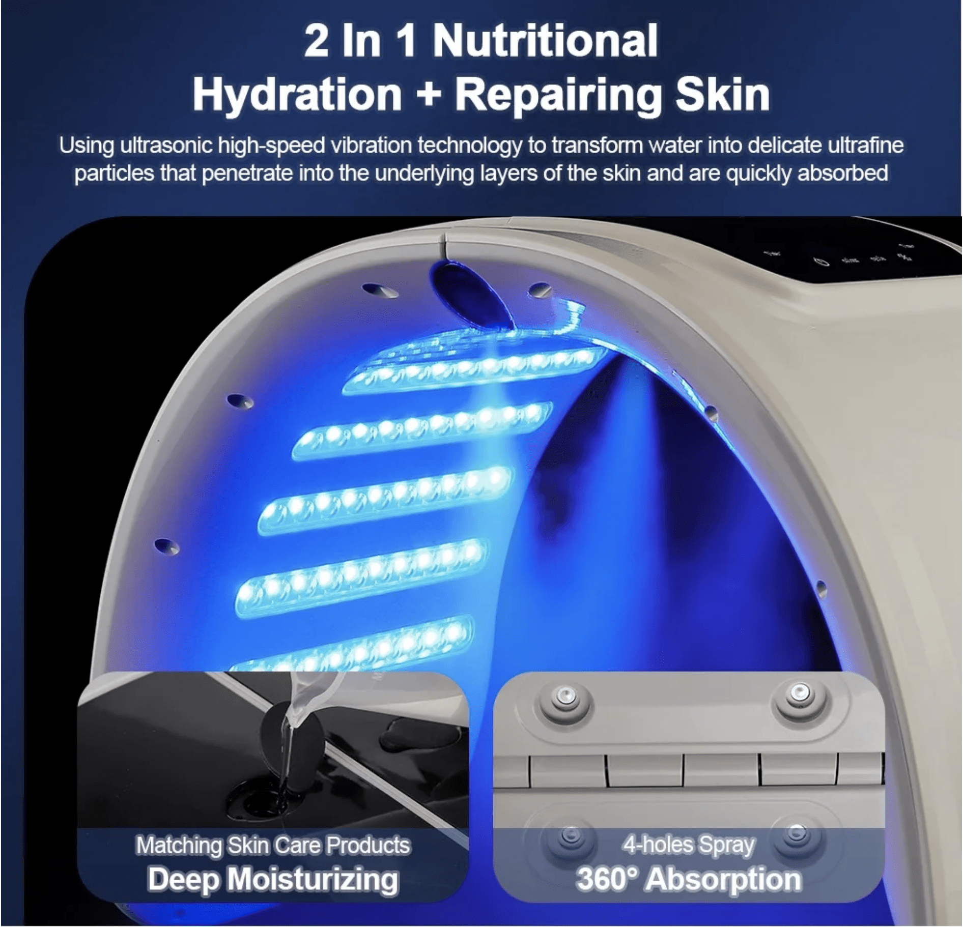 LED Face Light Therapy Mask with Spray Hydration β 7 Color Modes - aussie-deals4u