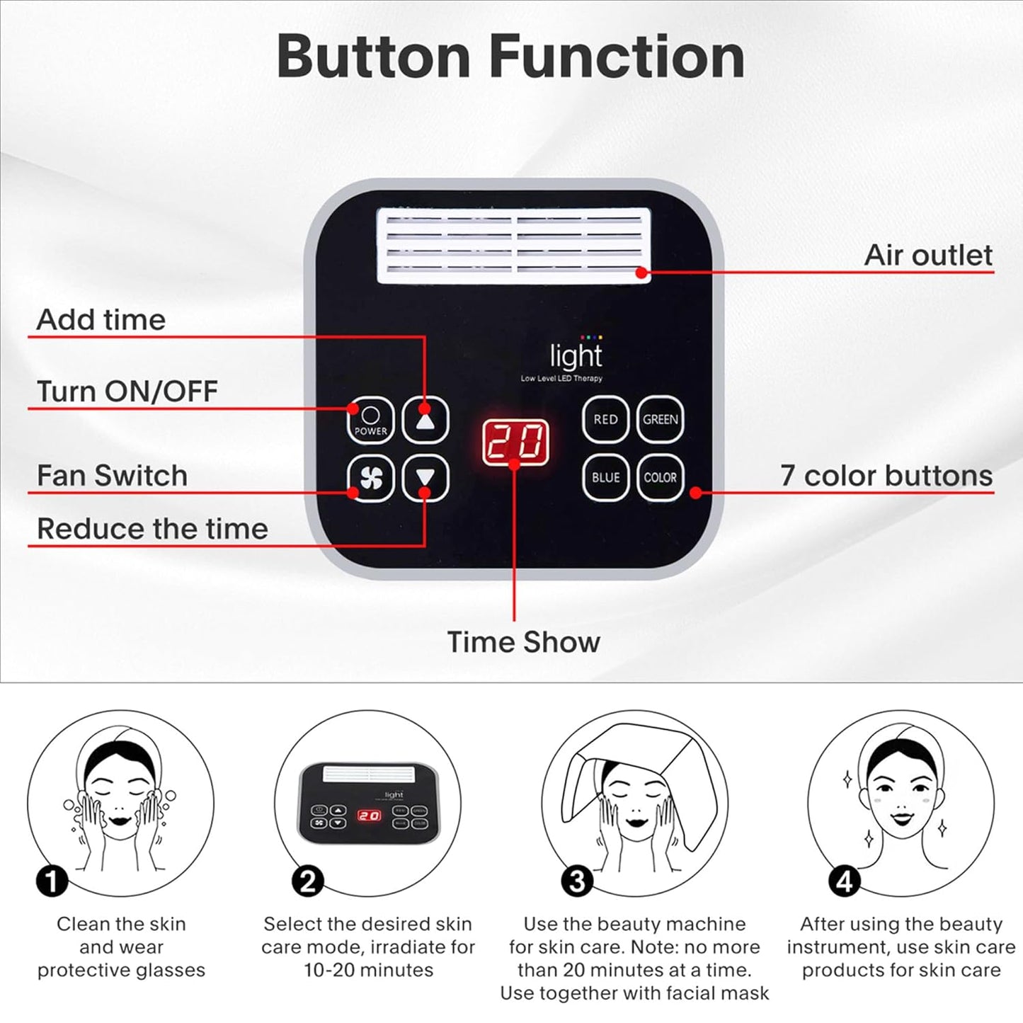 BioHealing 7-Color LED Light Therapy Facial Mask - aussie-deals4u