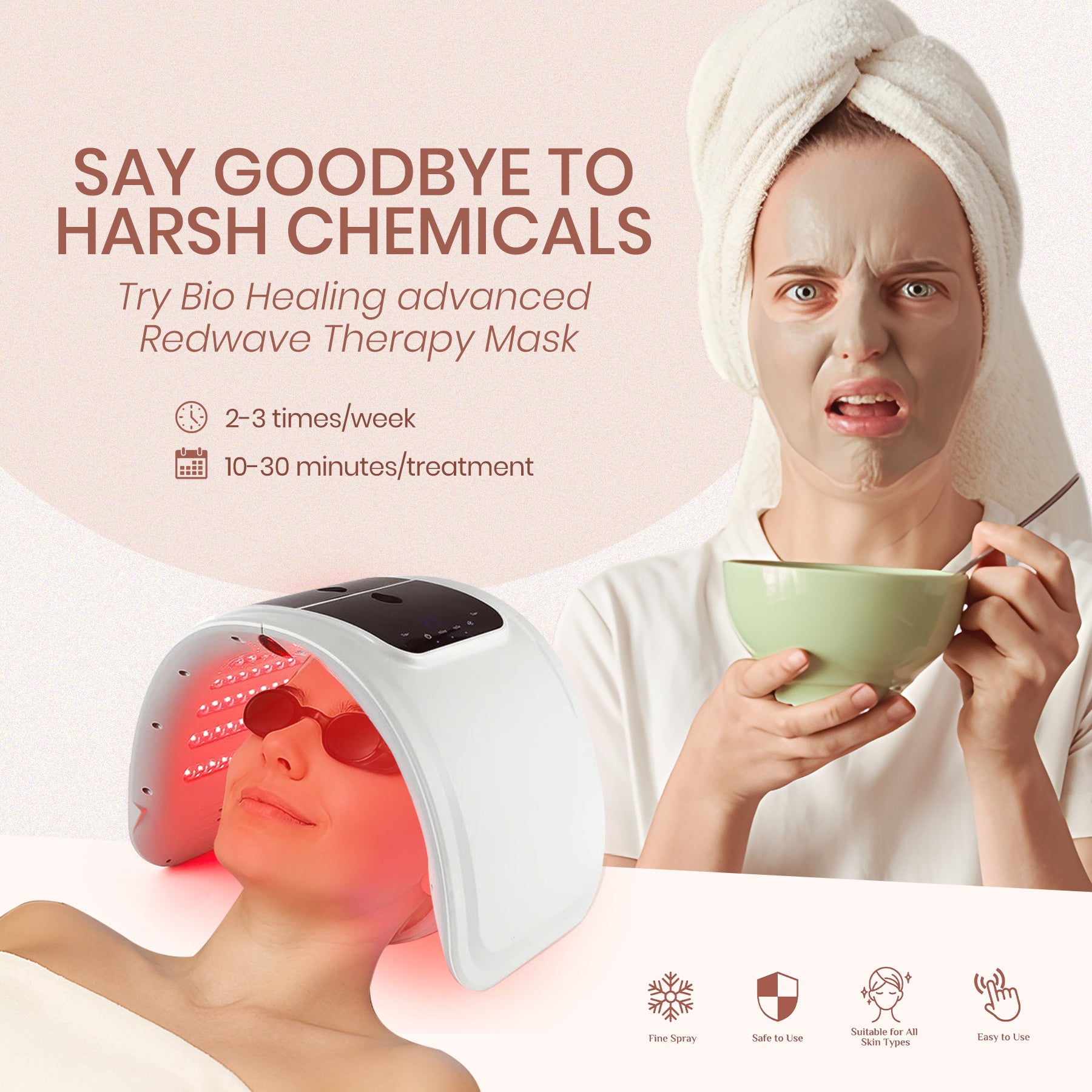 LED Face Light Therapy Mask with Spray Hydration – 7 Color Modes - aussie-deals4u