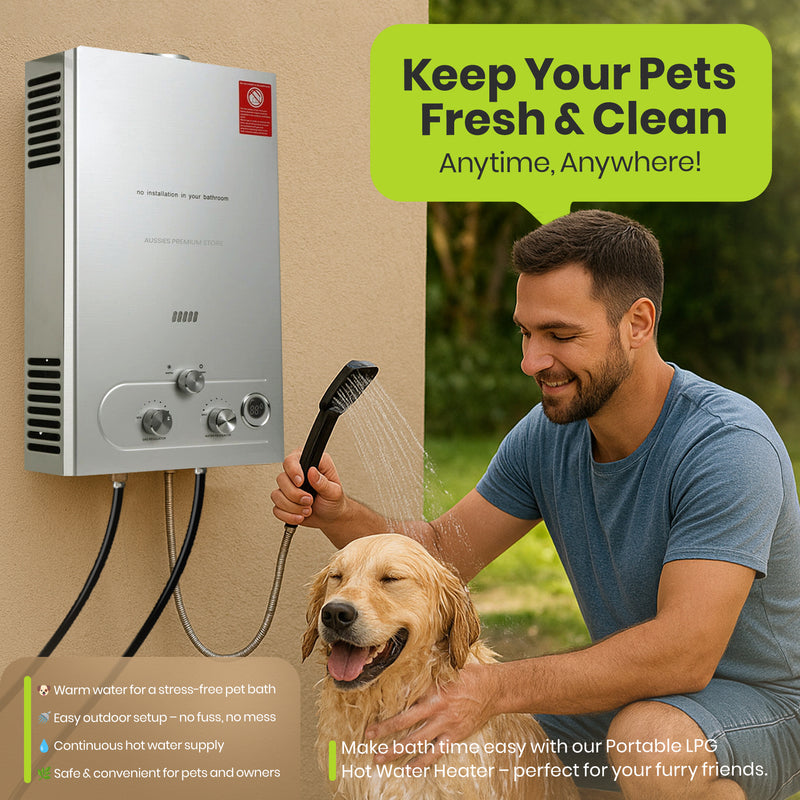 LPG Tankless Gas Hot Water Heater – Outdoor Portable Instant Shower System - aussie-deals4u