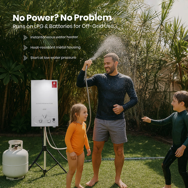LPG Tankless Gas Hot Water Heater – Outdoor Portable Instant Shower System - aussie-deals4u