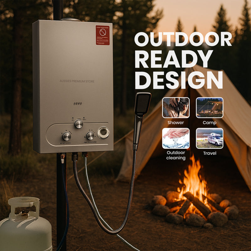 LPG Tankless Gas Hot Water Heater – Outdoor Portable Instant Shower System - aussie-deals4u