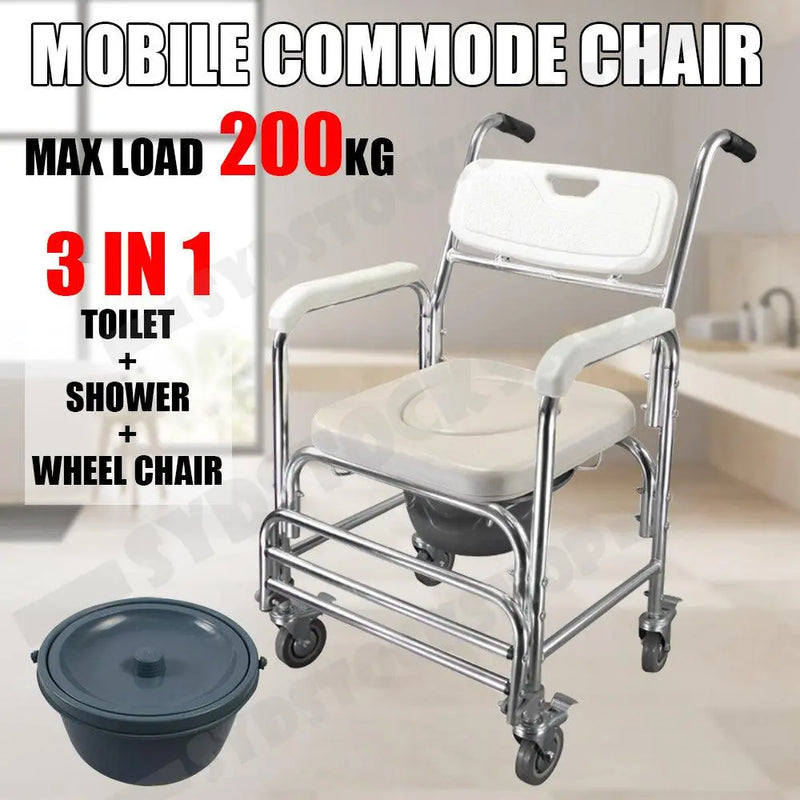 3 in 1 Shower Commode Wheelchair - aussie-deals4u