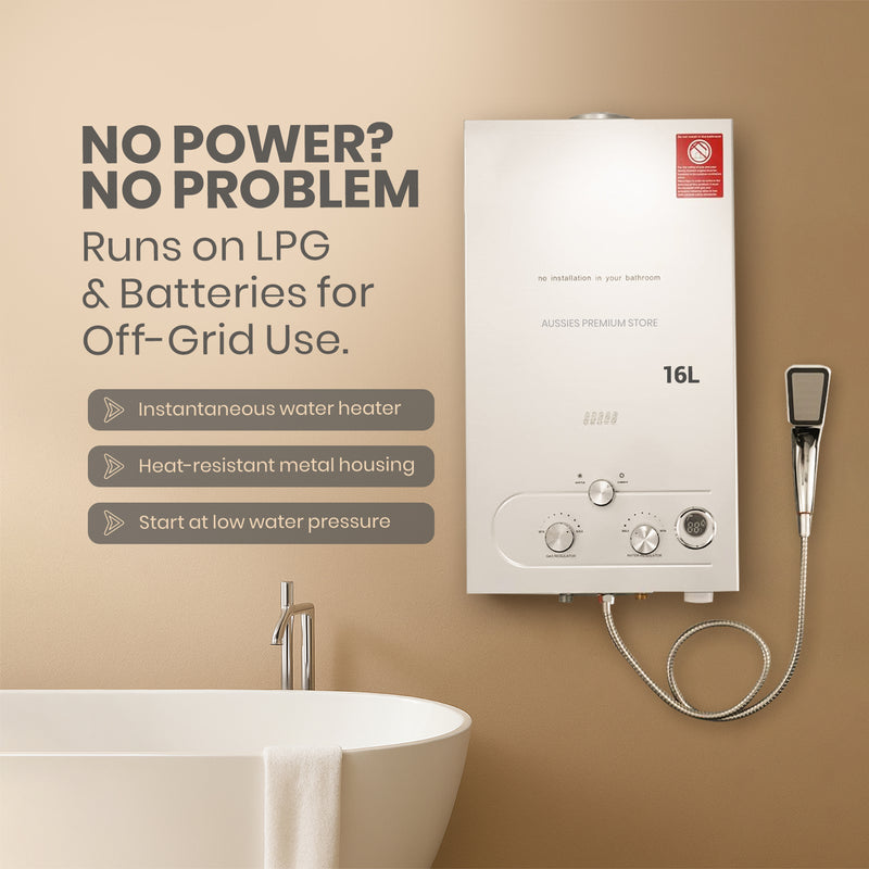 LPG Tankless Gas Hot Water Heater – Outdoor Portable Instant Shower System - aussie-deals4u
