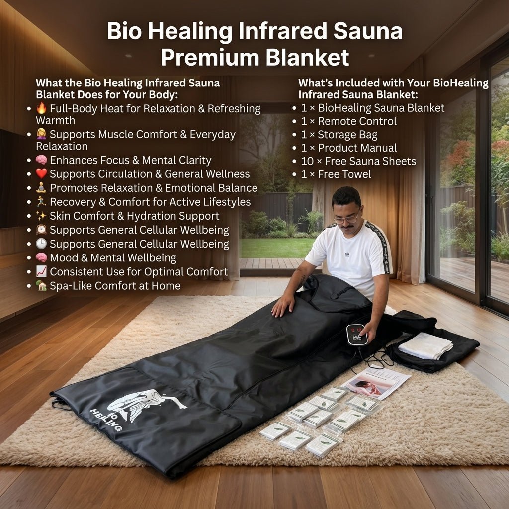 Infrared Sauna Blanket – Far Infrared FIR, Portable, Low EMF | Bio Healing - aussie - deals4u