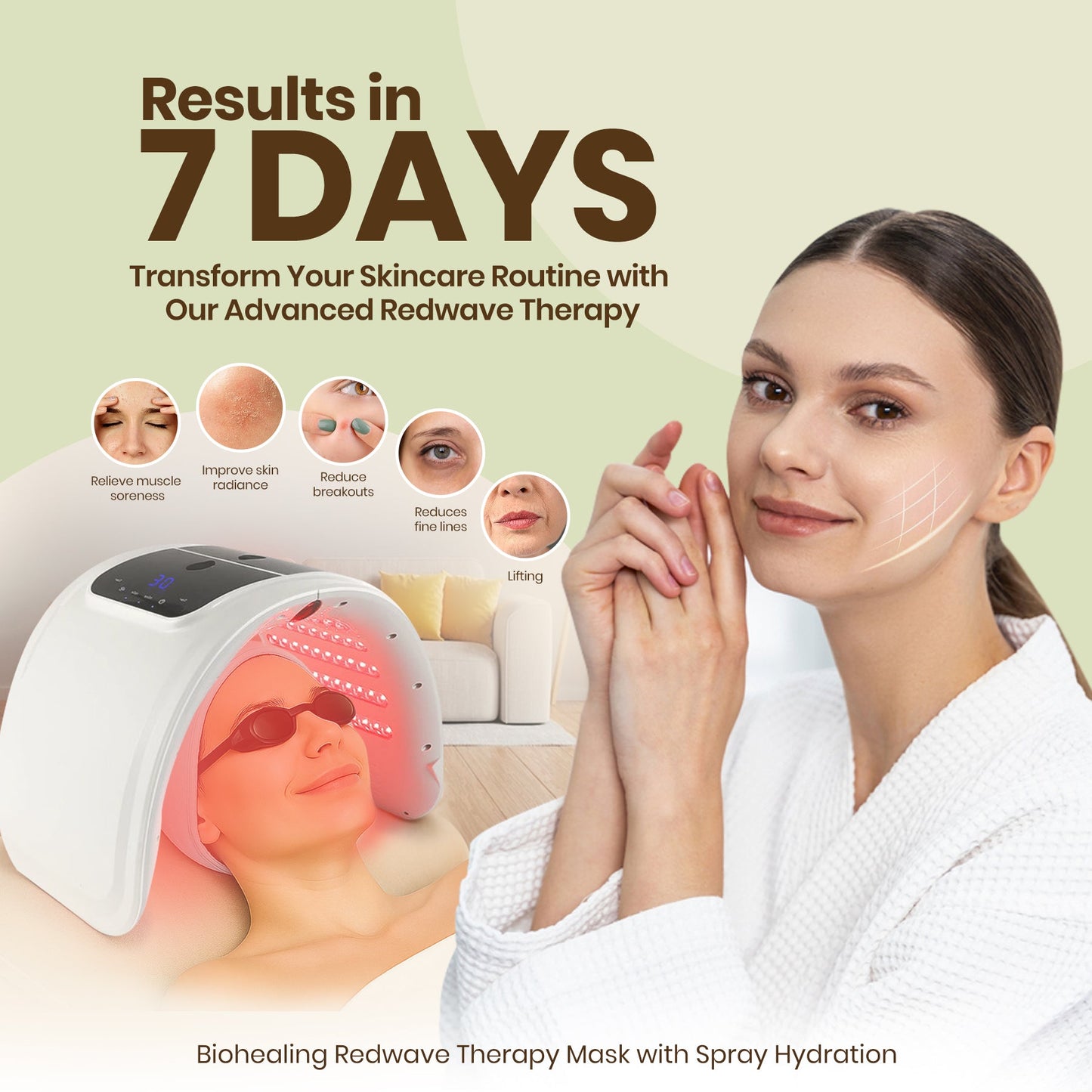 Ultimate LED Face Mask with Spray Hydration - 7 Color Modes for Glowing Skin!