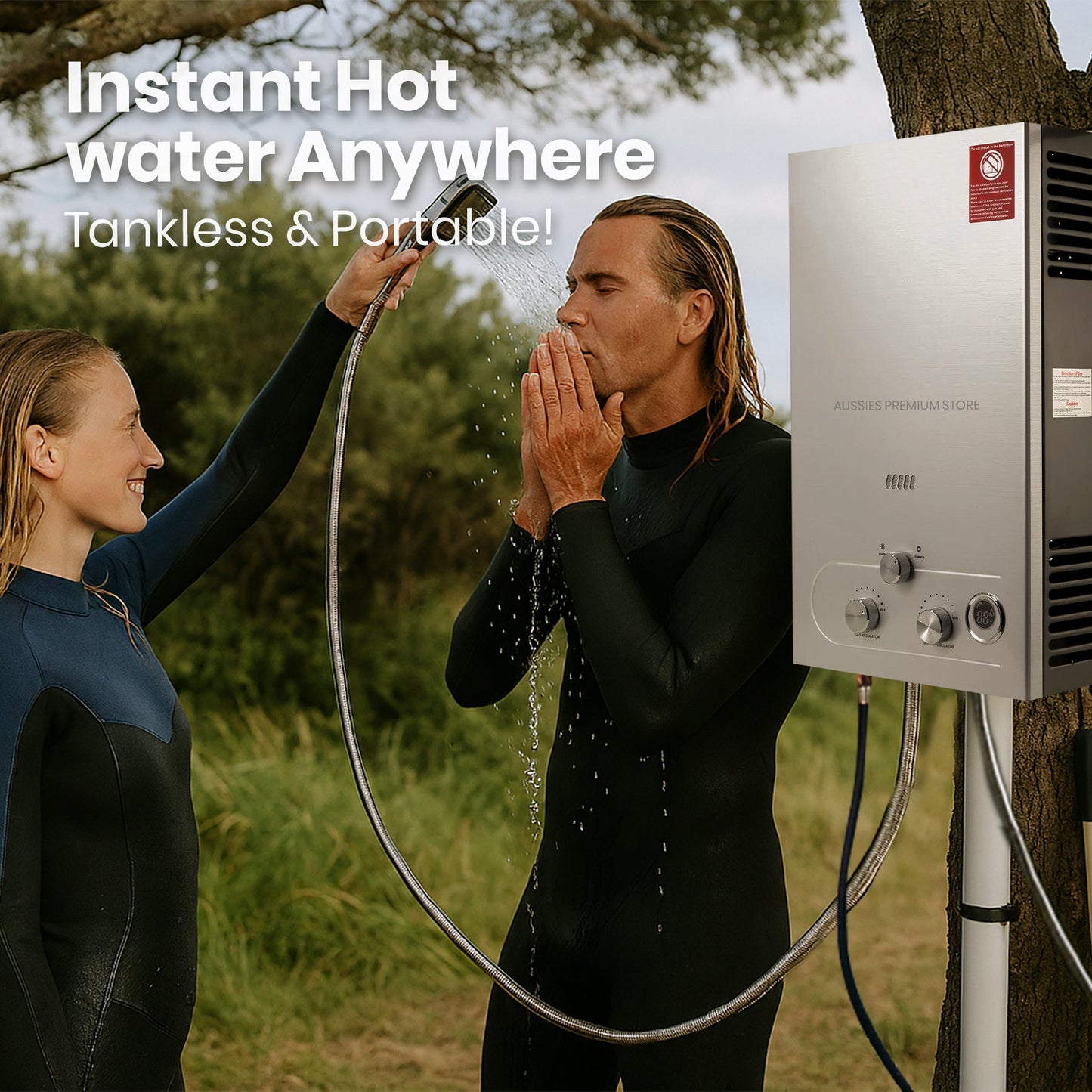 LPG Tankless Gas Hot Water Heater – Outdoor Portable Instant Shower System