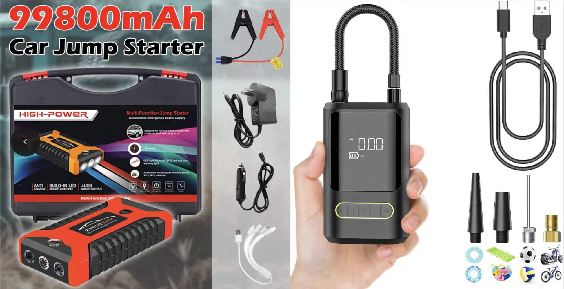 Portable Pro Car Truck Jump Starter Power Bank - Ultimate On-the-Go Charging Solution
