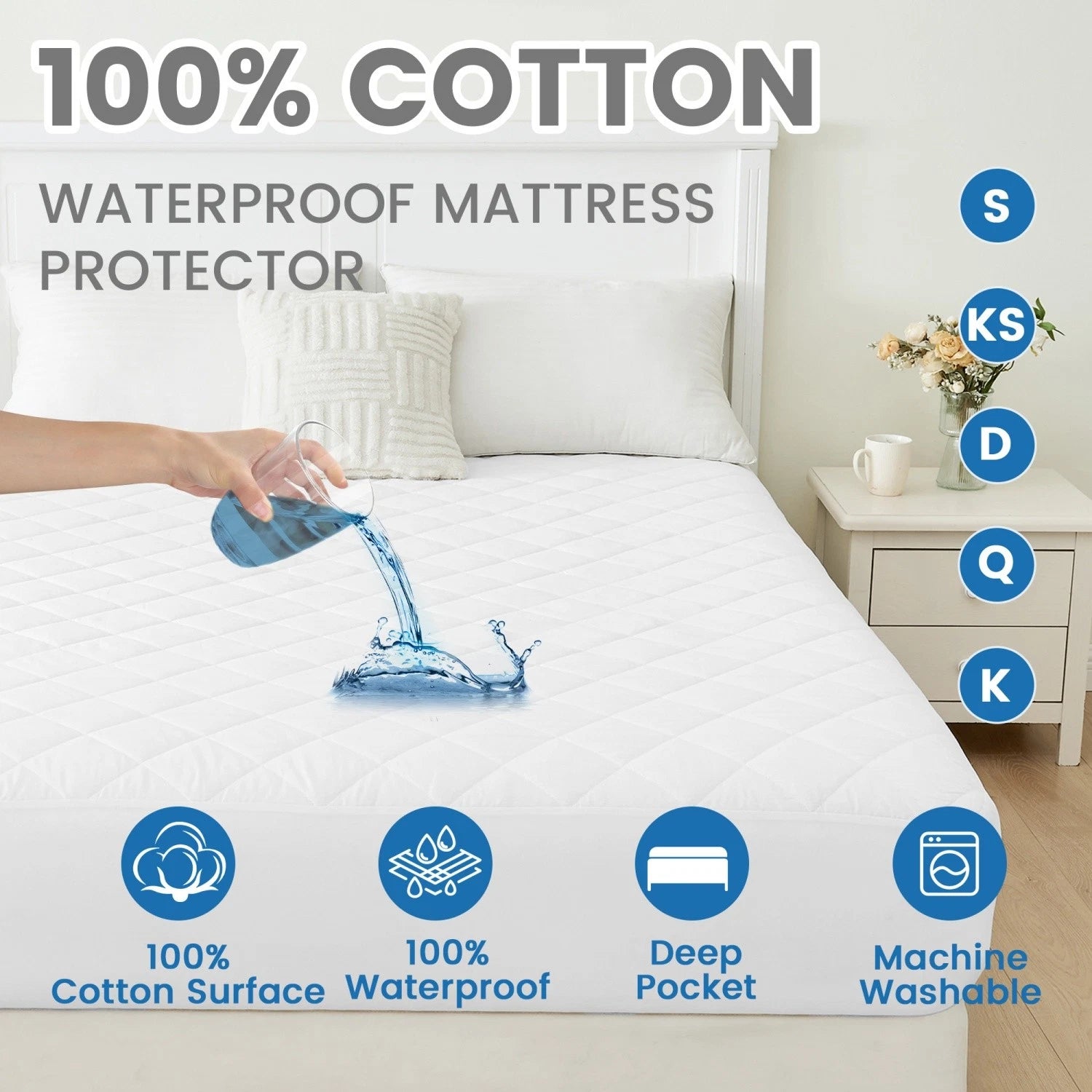 Quilted Waterproof Mattress Protector Cover - aussie-deals4u