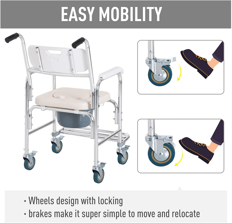 3 in 1 Shower Commode Wheelchair - aussie-deals4u